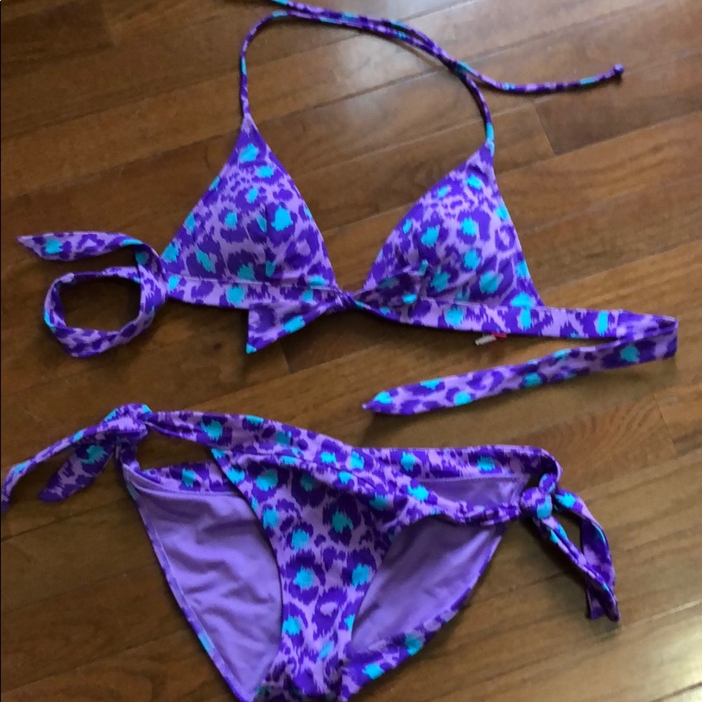 Purple leopard print swimsuit